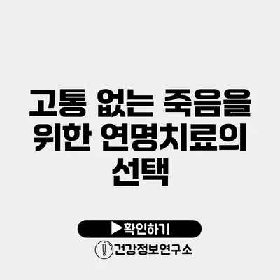 고통 없는 죽음을 위한 연명치료의 선택