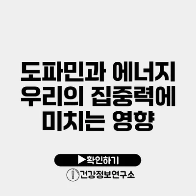 도파민과 에너지 우리의 집중력에 미치는 영향