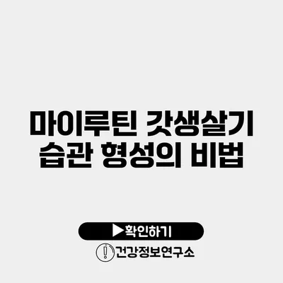 마이루틴 갓생살기 습관 형성의 비법