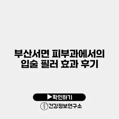 부산서면 피부과에서의 입술 필러 효과 후기