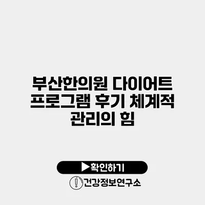 부산한의원 다이어트 프로그램 후기 체계적 관리의 힘