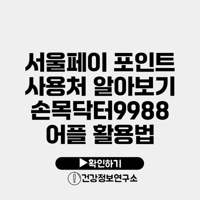 서울페이 포인트 사용처 알아보기 손목닥터9988 어플 활용법