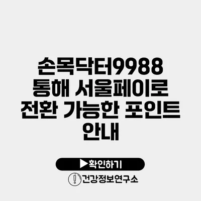 손목닥터9988 통해 서울페이로 전환 가능한 포인트 안내