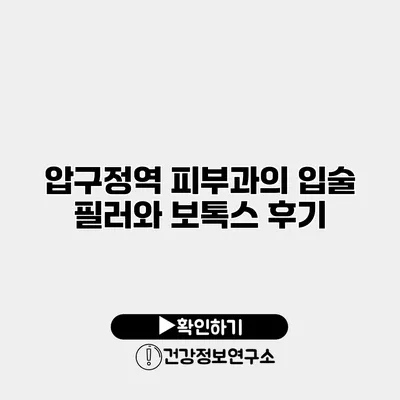 압구정역 피부과의 입술 필러와 보톡스 후기