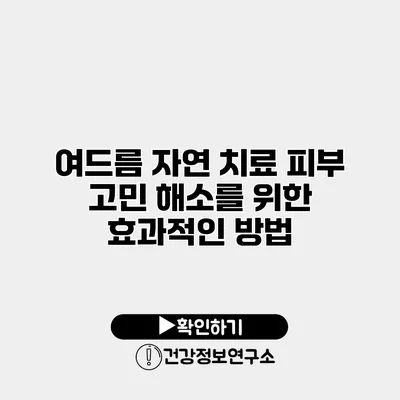 여드름 자연 치료 피부 고민 해소를 위한 효과적인 방법