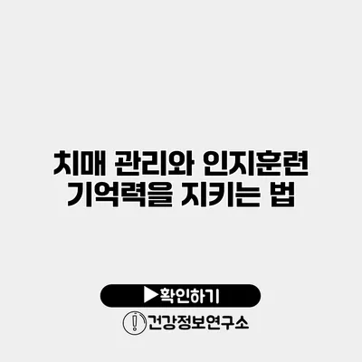 치매 관리와 인지훈련 기억력을 지키는 법