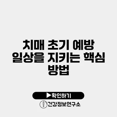 치매 초기 예방 일상을 지키는 핵심 방법