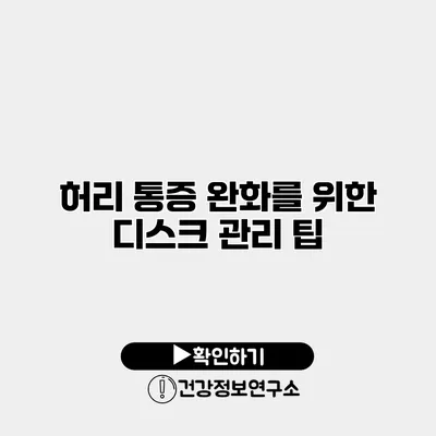 허리 통증 완화를 위한 디스크 관리 팁