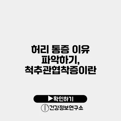 허리 통증 이유 파악하기, 척추관협착증이란?