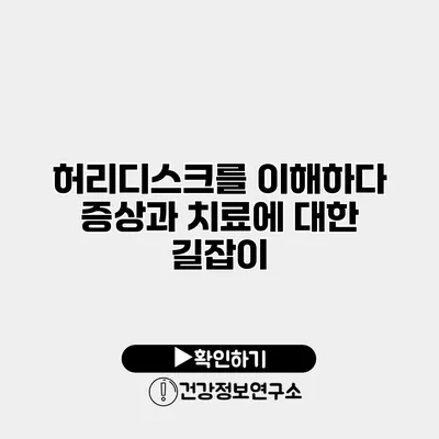 허리디스크를 이해하다 증상과 치료에 대한 길잡이