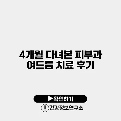 4개월 다녀본 피부과 여드름 치료 후기