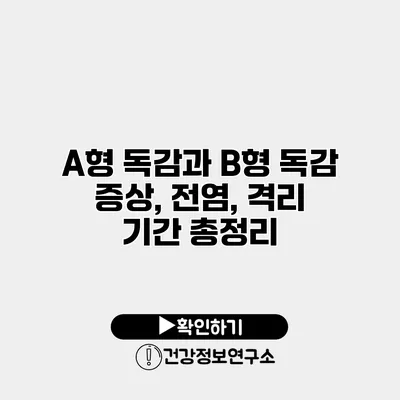 A형 독감과 B형 독감 증상, 전염, 격리 기간 총정리