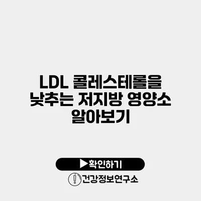 LDL 콜레스테롤을 낮추는 저지방 영양소 알아보기