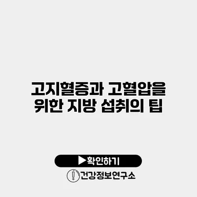 고지혈증과 고혈압을 위한 지방 섭취의 팁