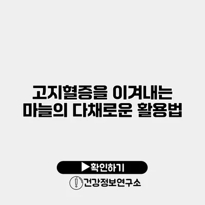 고지혈증을 이겨내는 마늘의 다채로운 활용법