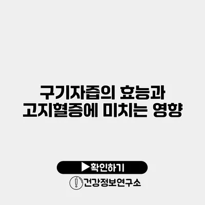 구기자즙의 효능과 고지혈증에 미치는 영향