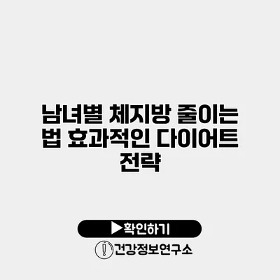 남녀별 체지방 줄이는 법 효과적인 다이어트 전략