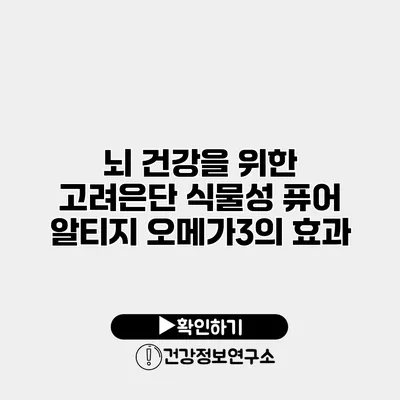 뇌 건강을 위한 고려은단 식물성 퓨어 알티지 오메가3의 효과