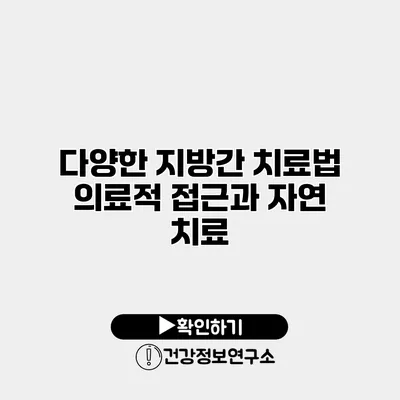 다양한 지방간 치료법 의료적 접근과 자연 치료