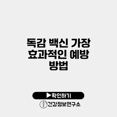 독감 백신 가장 효과적인 예방 방법