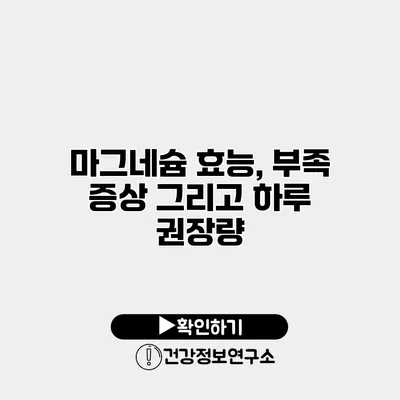 마그네슘 효능, 부족 증상 그리고 하루 권장량