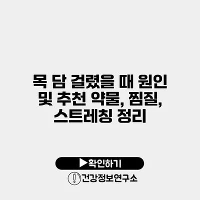 목 담 걸렸을 때 원인 및 추천 약물, 찜질, 스트레칭 정리