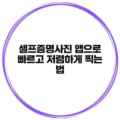 셀프증명사진 앱으로 빠르고 저렴하게 찍는 법