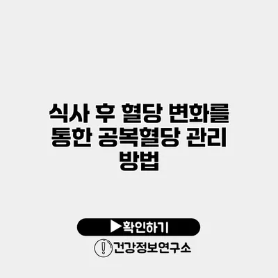 식사 후 혈당 변화를 통한 공복혈당 관리 방법
