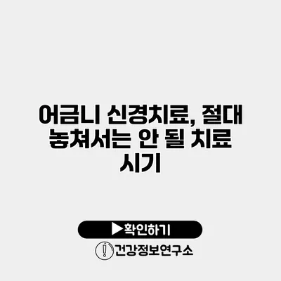 어금니 신경치료, 절대 놓쳐서는 안 될 치료 시기