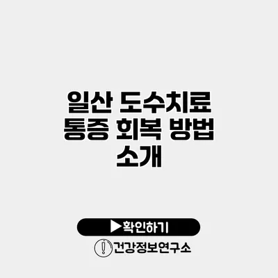 일산 도수치료 통증 회복 방법 소개