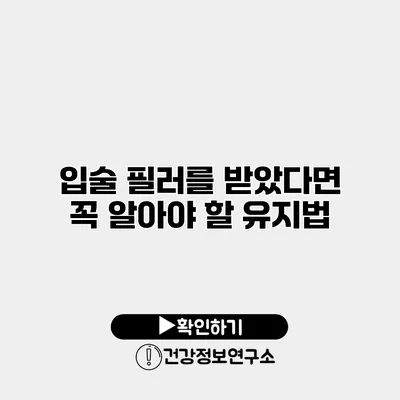 입술 필러를 받았다면 꼭 알아야 할 유지법