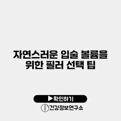 자연스러운 입술 볼륨을 위한 필러 선택 팁