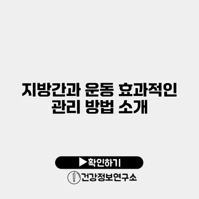 지방간과 운동 효과적인 관리 방법 소개