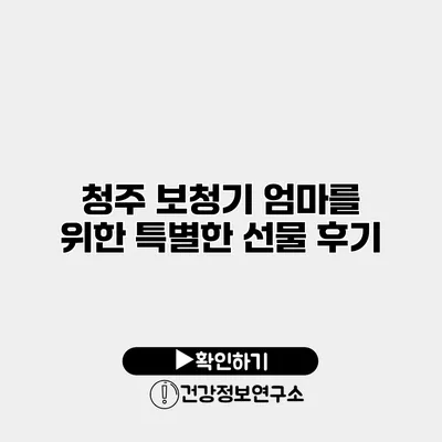 청주 보청기 엄마를 위한 특별한 선물 후기