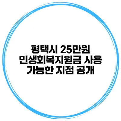 평택시 25만원 민생회복지원금 사용 가능한 지점 공개