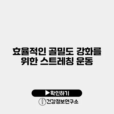 효율적인 골밀도 강화를 위한 스트레칭 운동