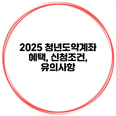 2025 청년도약계좌 혜택, 신청조건, 유의사항