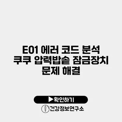 E01 에러 코드 분석 쿠쿠 압력밥솥 잠금장치 문제 해결