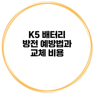 K5 배터리 방전 예방법과 교체 비용