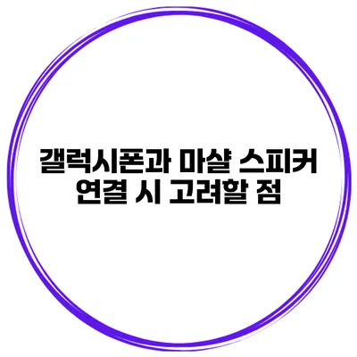 갤럭시폰과 마샬 스피커 연결 시 고려할 점