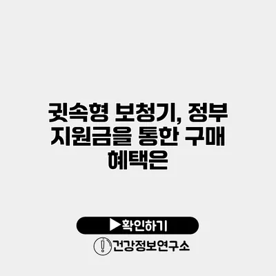 귓속형 보청기, 정부 지원금을 통한 구매 혜택은?
