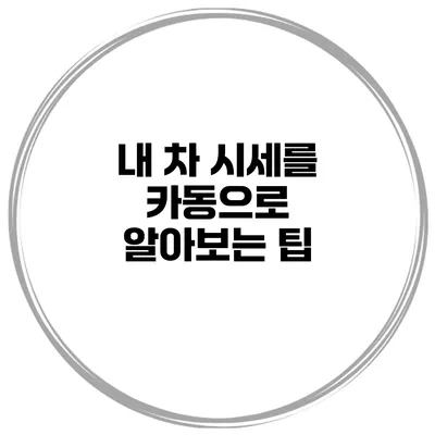 내 차 시세를 카동으로 알아보는 팁