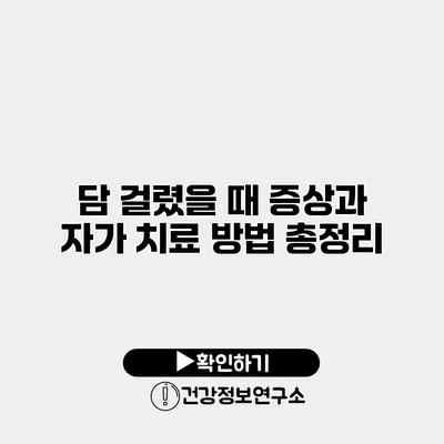 담 걸렸을 때 증상과 자가 치료 방법 총정리