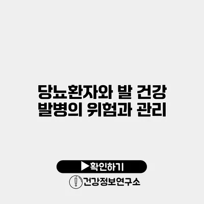 당뇨환자와 발 건강 발병의 위험과 관리