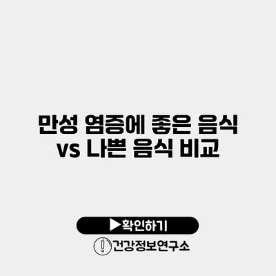 만성 염증에 좋은 음식 vs 나쁜 음식 비교