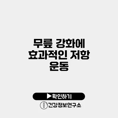무릎 강화에 효과적인 저항 운동