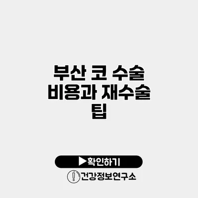 부산 코 수술 비용과 재수술 팁