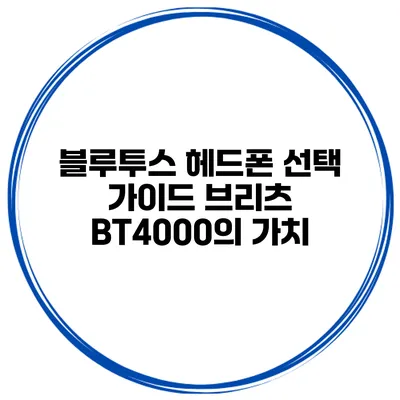 블루투스 헤드폰 선택 가이드 브리츠 BT4000의 가치