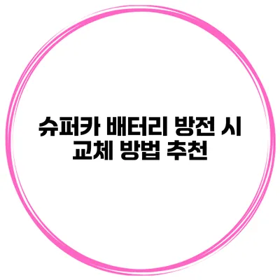 슈퍼카 배터리 방전 시 교체 방법 추천
