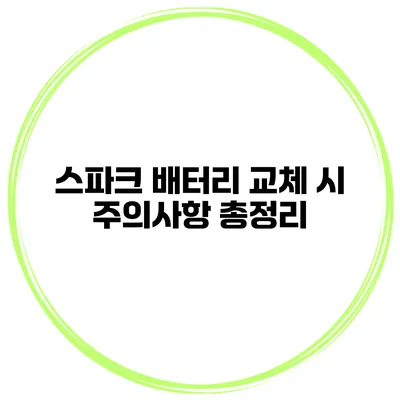 스파크 배터리 교체 시 주의사항 총정리